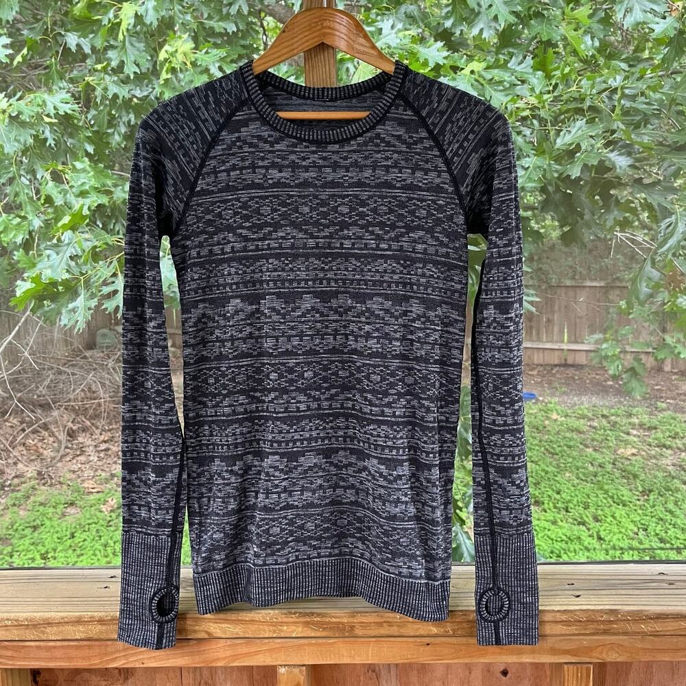 Lululemon Women's Rest Less Pullover Knit Top Heathered Black Size S